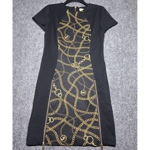 Michael Kors Short Sleeve Gold‎ Chain/Zipper Dress Size 2